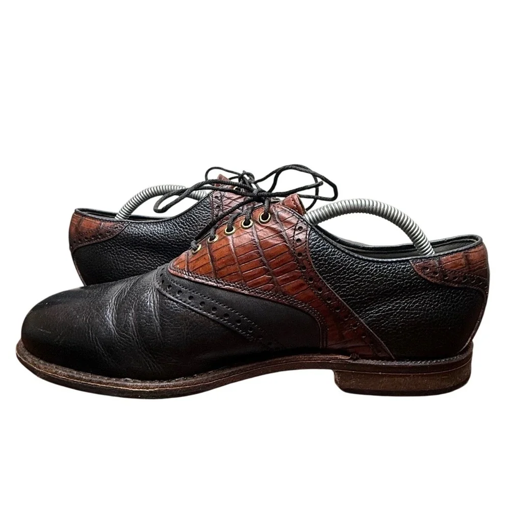 FootJoy Premiere Classics Dry 9.5 D Golf Shoes Wingtip Black Brown 50487 USA